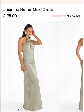 Jasmine Twisted Halter Maxi Dress — Moss Green Luxe Satin